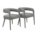 Seven Piece Dark Brown Round Solid Wood Dining Set with Six Chairs