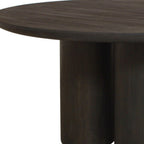 Seven Piece Dark Brown Round Solid Wood Dining Set with Six Chairs