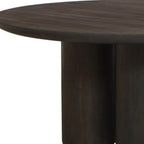 Seven Piece Dark Brown Round Solid Wood Dining Set with Six Chairs