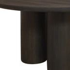 Seven Piece Dark Brown Round Solid Wood Dining Set with Six Chairs