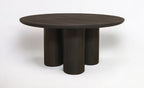 Seven Piece Dark Brown Round Solid Wood Dining Set with Six Chairs