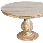 Five Piece Natural Round Solid Wood Dining Set with Four Chairs