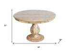 Five Piece Natural Round Solid Wood Dining Set with Four Chairs