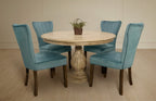 Five Piece Natural Round Solid Wood Dining Set with Four Chairs