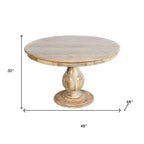 Five Piece Natural Round Solid Wood Dining Set with Four Chairs