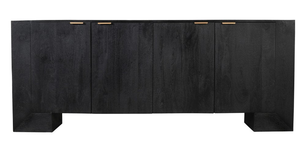 86" Charcoal Distressed Solid Wood Sideboard with Four Doors