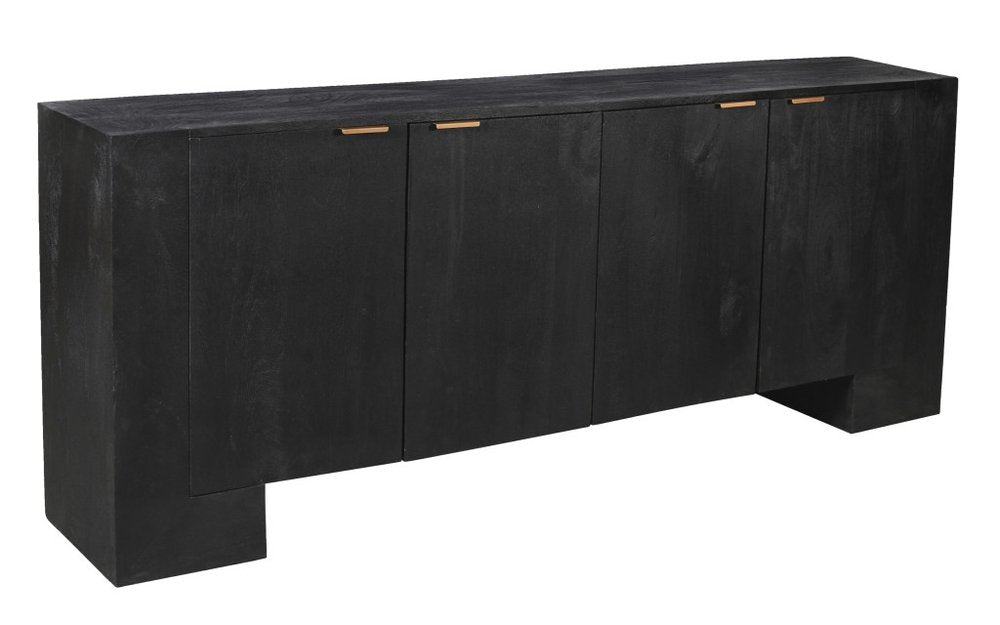 86" Charcoal Distressed Solid Wood Sideboard with Four Doors