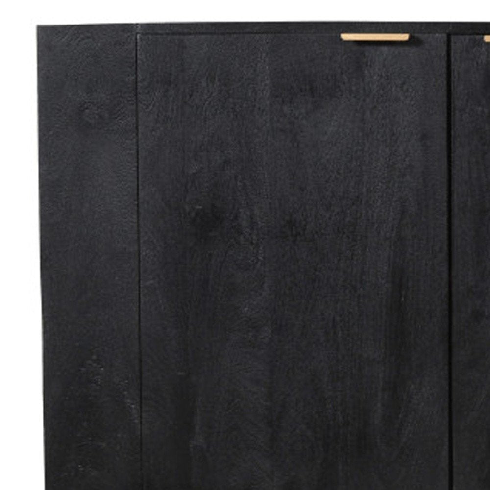 86" Charcoal Distressed Solid Wood Sideboard with Four Doors