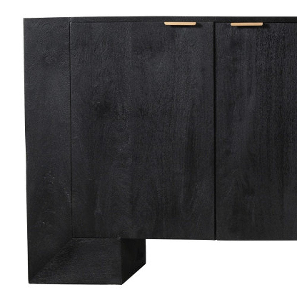 86" Charcoal Distressed Solid Wood Sideboard with Four Doors