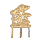 5" Antiqued Gold Cast Iron Mushroom Three Hook Wall Mount Coat Rack