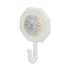 4" Pearl And White Cast Iron Sand Dollar Wall Hook