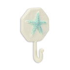 4" Aqua And Cream Cast Iron Starfish Wall Hook