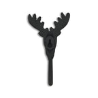 3" Black Cast Iron Deer Stag Wall Hook