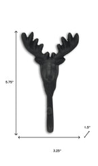 3" Black Cast Iron Deer Stag Wall Hook