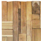 Brown 3D Embossed Abstract Teak Reclaimed Wood Decorative Wall Panels