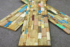 Blue Natural And Navy Blue 3D Embossed Teak Decorative Wall Panel
