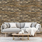 Brown 3D Embossed Geometric Teak Reclaimed Wood Decorative Wall Panels