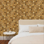 Brown 3D Embossed Block Teak Reclaimed Wood Decorative Wall Panels