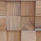 Brown 3D Embossed Block Teak Reclaimed Wood Decorative Wall Panels