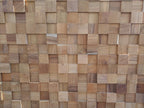 Brown 3D Embossed Block Teak Reclaimed Wood Decorative Wall Panels