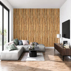 Brown 3D Embossed Striped Teak Reclaimed Wood Decorative Wall Panels