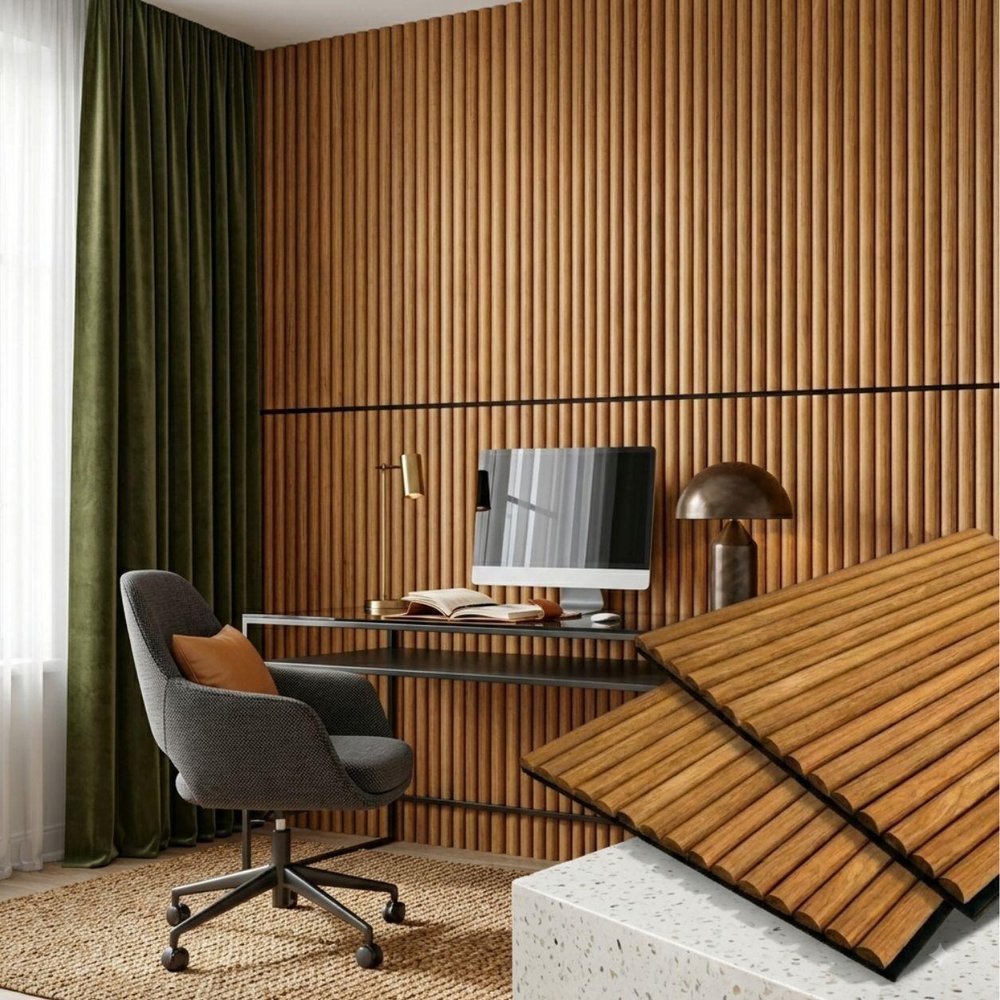 Brown 3D Embossed Striped Teak Reclaimed Wood Decorative Wall Panels