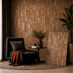 Brown 3D Embossed Abstract Teak Reclaimed Wood Decorative Wall Panels