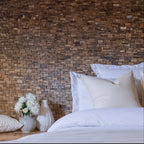 Brown 3D Embossed Abstract Teak Reclaimed Wood Decorative Wall Panels