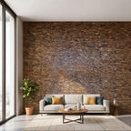 Brown 3D Embossed Abstract Teak Reclaimed Wood Decorative Wall Panels