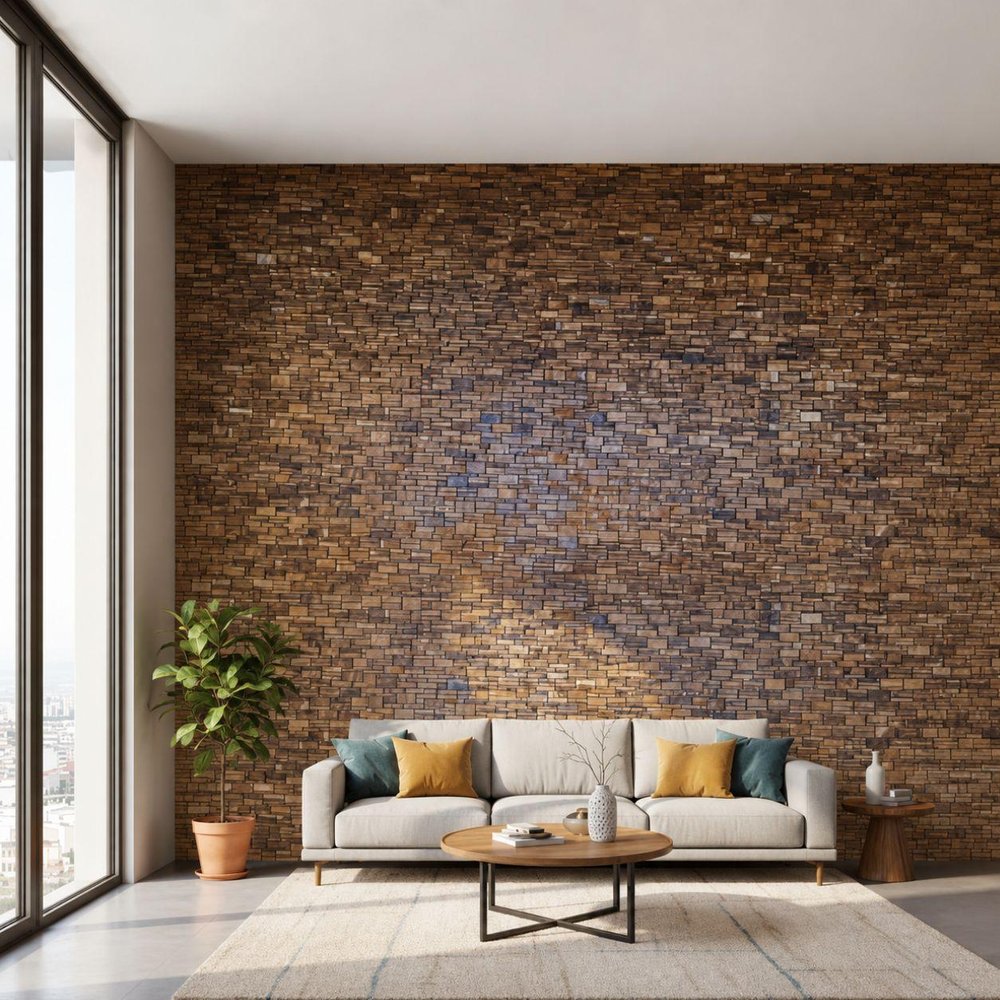 Brown 3D Embossed Abstract Teak Reclaimed Wood Decorative Wall Panels