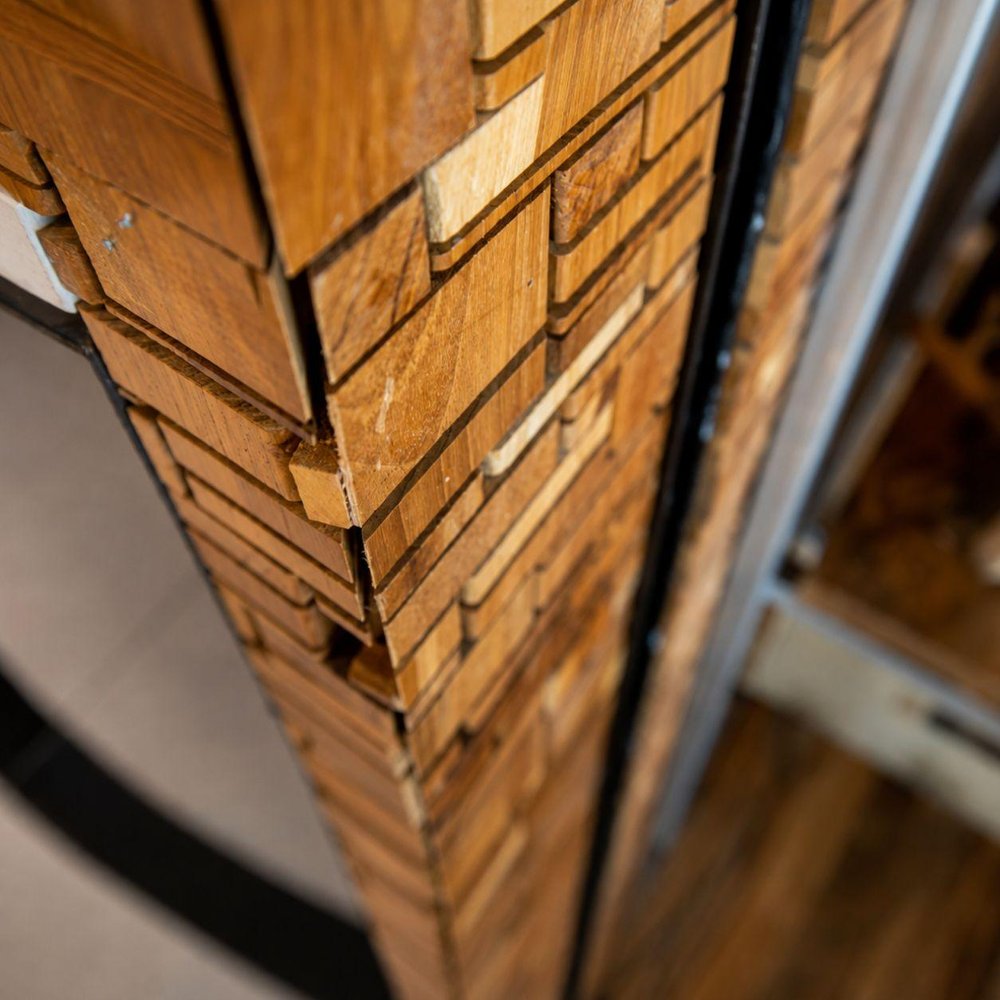 Brown 3D Embossed Abstract Teak Reclaimed Wood Decorative Wall Panels