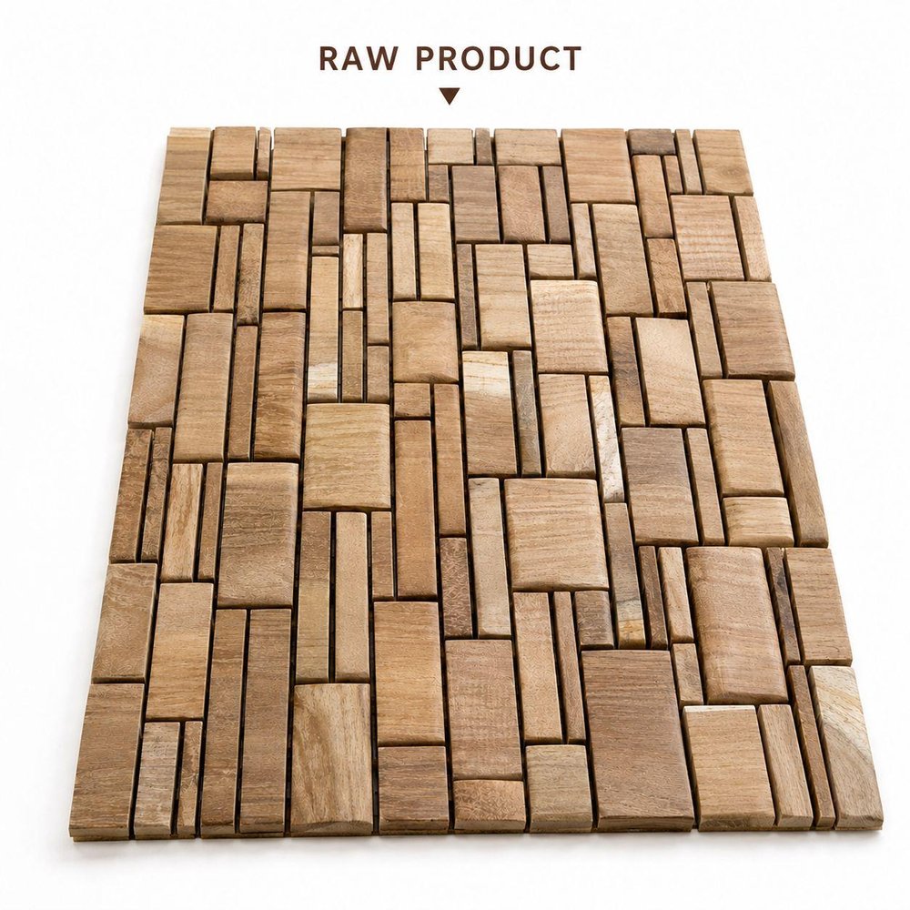 Brown 3D Embossed Abstract Teak Reclaimed Wood Decorative Wall Panels