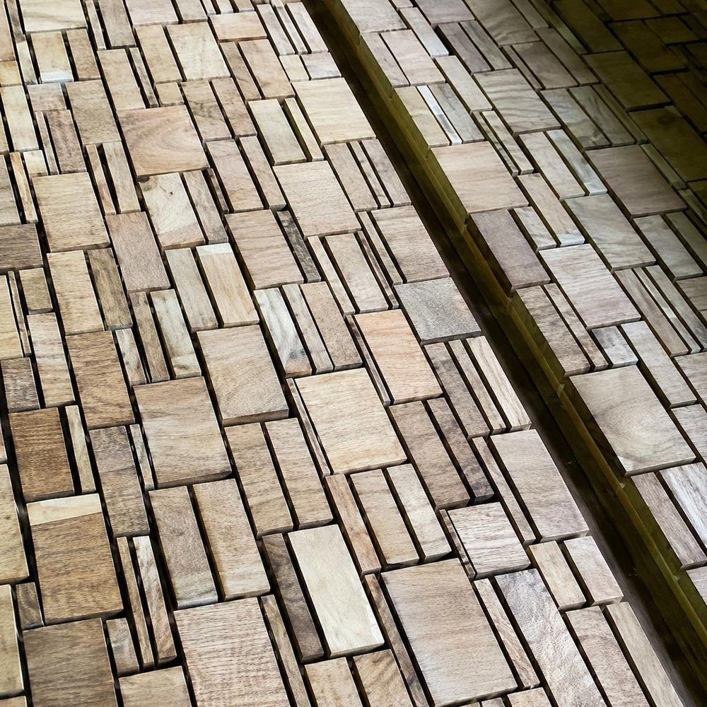 Brown 3D Embossed Abstract Teak Reclaimed Wood Decorative Wall Panels