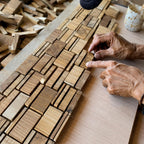Brown 3D Embossed Abstract Teak Reclaimed Wood Decorative Wall Panels