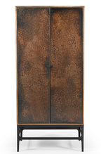 32" Copper and Black Solid Wood and Iron Accent Cabinet With Two Doors
