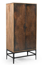 32" Copper and Black Solid Wood and Iron Accent Cabinet With Two Doors