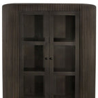 48" Espresso and Black Solid Wood and Iron Accent Cabinet With Four Doors