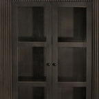 48" Espresso and Black Solid Wood and Iron Accent Cabinet With Four Doors
