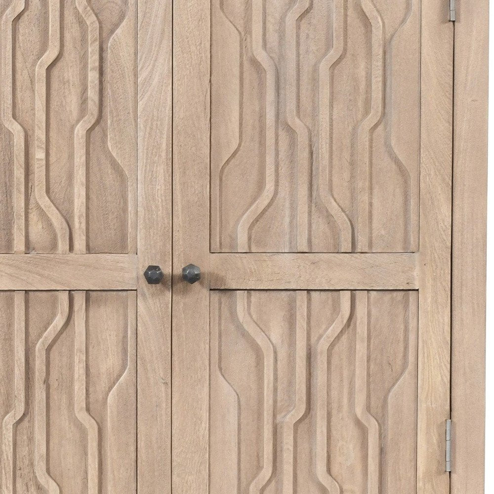 36" Ivory Solid Wood Accent Cabinet With Two Doors