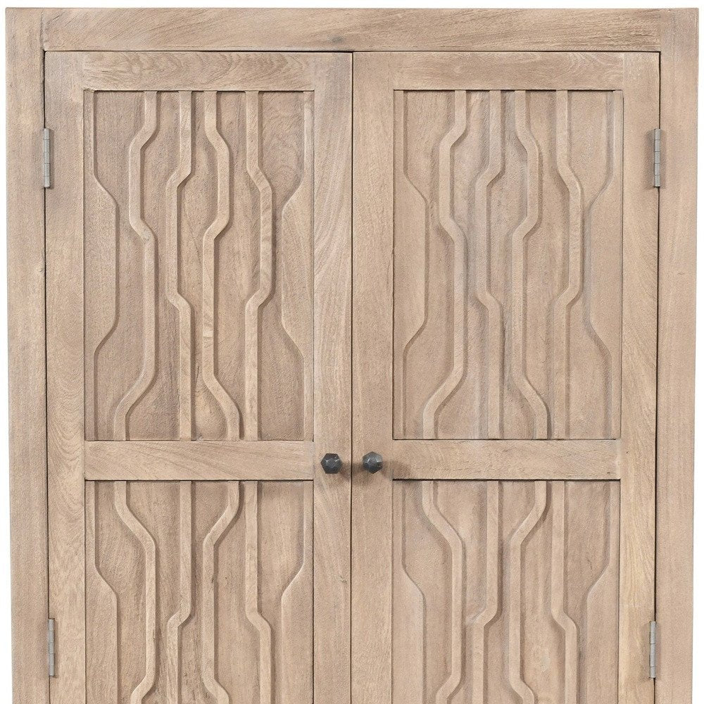 36" Ivory Solid Wood Accent Cabinet With Two Doors
