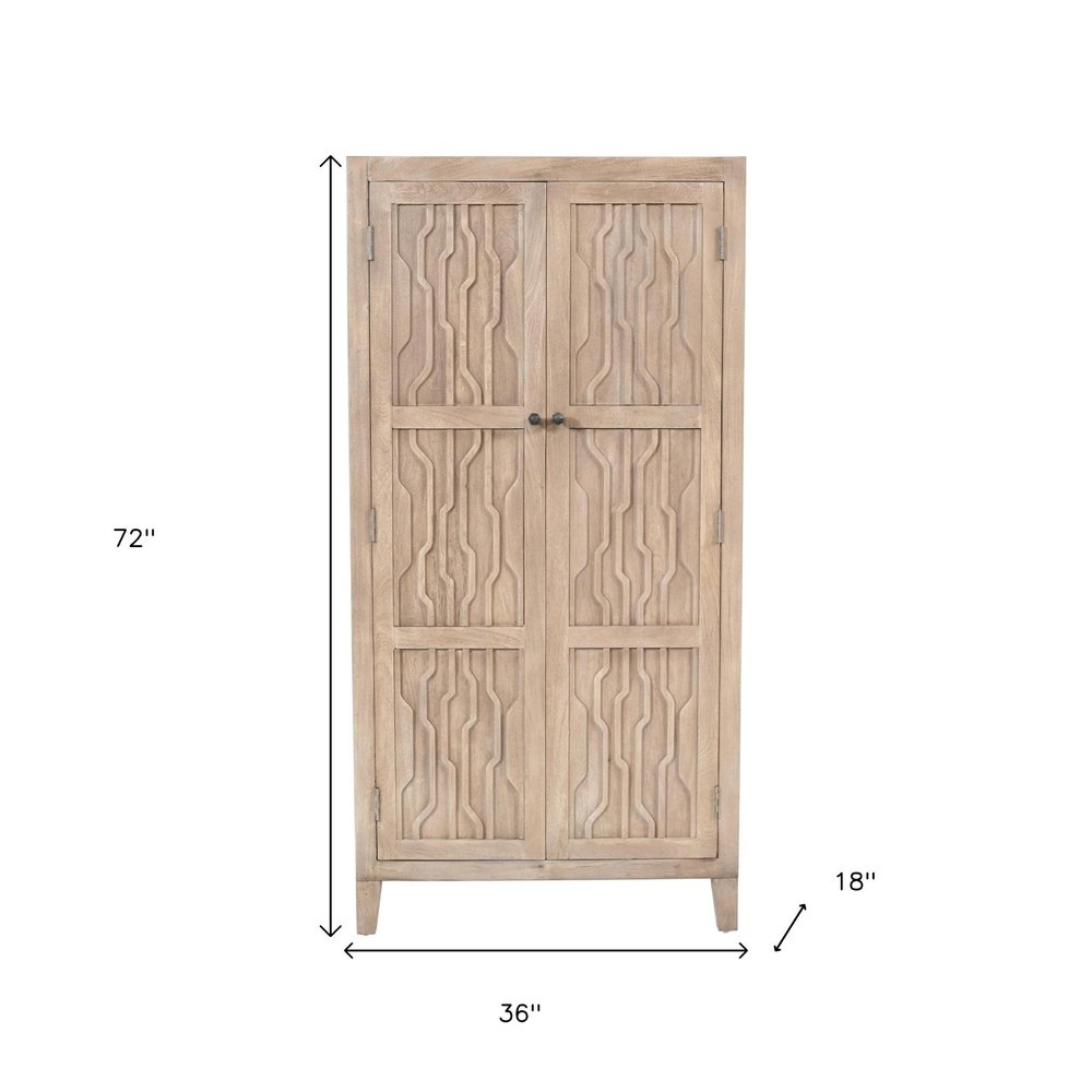 36" Ivory Solid Wood Accent Cabinet With Two Doors