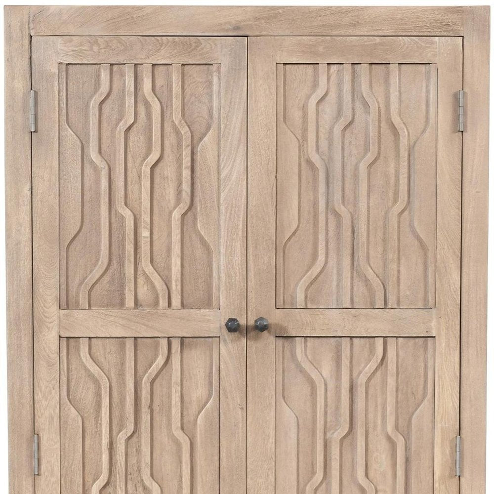 36" Ivory Solid Wood Accent Cabinet With Two Doors