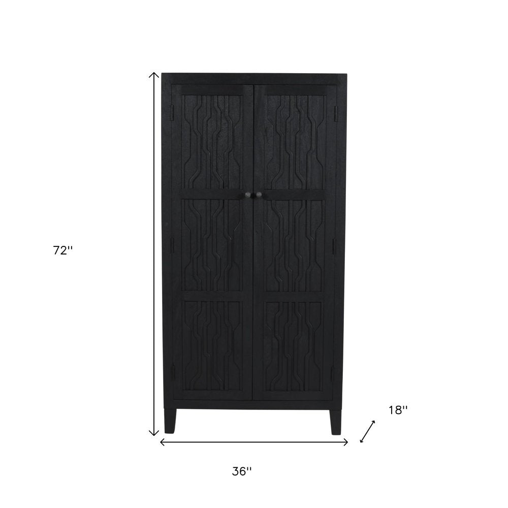 36" Graphite Solid Wood Accent Cabinet With Two Doors