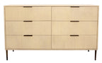 56" Natural Solid Wood Six Drawer Dresser