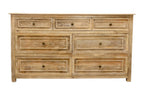 68" Natural Solid Wood Seven Drawer Double Dresser
