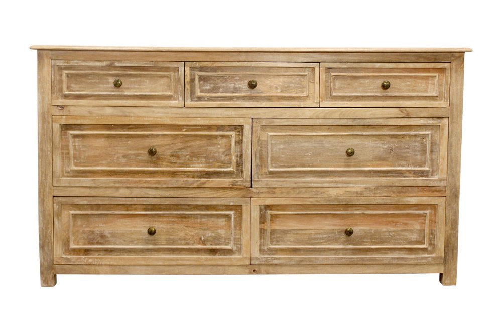 68" Natural Solid Wood Seven Drawer Double Dresser