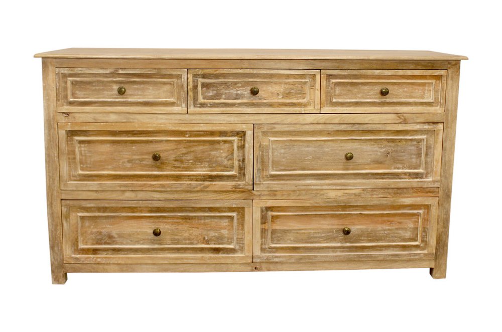 68" Natural Solid Wood Seven Drawer Double Dresser