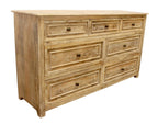 68" Natural Solid Wood Seven Drawer Double Dresser
