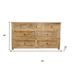 68" Natural Solid Wood Seven Drawer Double Dresser