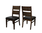 Set of Two Black And Dark Brown Faux Leather And Solid Wood Partially Open Back Dining Side Chairs